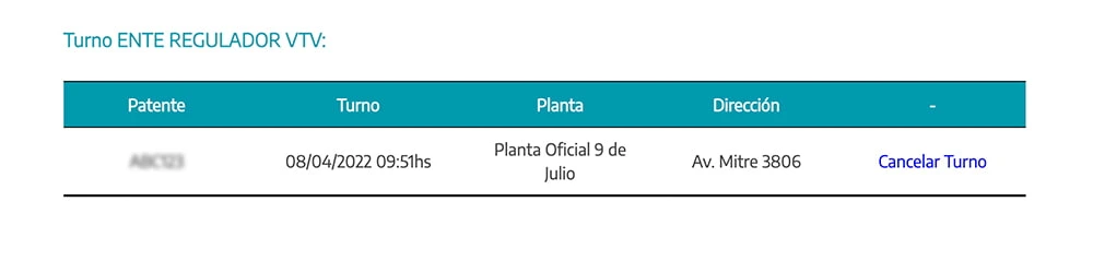 PEDIR CAMBIO DE TURNO VTV Bernal